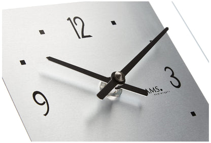 AMS quartz table clock, silver, 19 x 16 x 4 cm