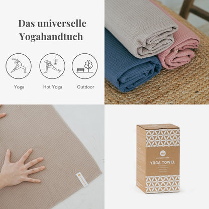 Lotuscrafts Yoga Towel Wet Grip - non-slip & quick-drying - Anti-slip yoga towel with high floor adhesion - Yoga towel ideal for Hot Yoga [183 x 61 cm]