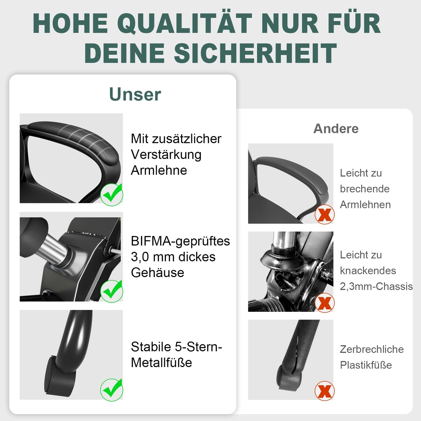 BASETBL Office Chair Ergonomic, Desk Chair, Gaming Chair, Executive Chair, Computer Chair, PC Chair, Swivel Chair, has height adjustment and rocking function, fixed armrest, back-friendly, up to 150kg.