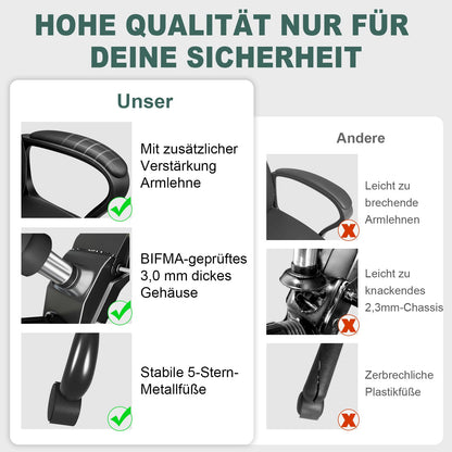 BASETBL Office Chair Ergonomic, Desk Chair, Gaming Chair, Executive Chair, Computer Chair, PC Chair, Swivel Chair, has height adjustment and rocking function, fixed armrest, back-friendly, up to 150kg.