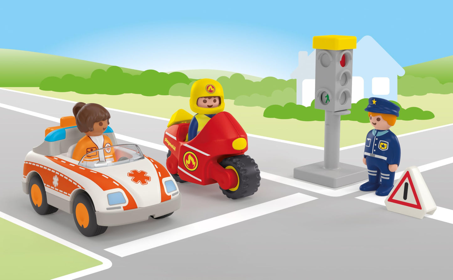 PLAYMOBIL JUNIOR | Everyday Heroes | sustainable toys for kids ages 1+ | includes doctor, firefighter, and police officer | 71692