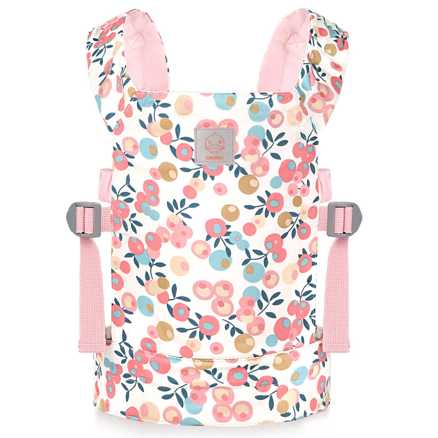 GAGAKU doll carrier, front & back cross shoulder straps, for kids over 3 years old. Made of 100% cotton in pink plum color. Ideal for carrying dolls.