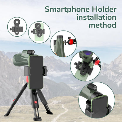 12x56 High-Resolution Monocular with Smartphone Adapter, Upgraded Tripod, Hand Strap - High-performance monocular, lightweight with clear field of view.