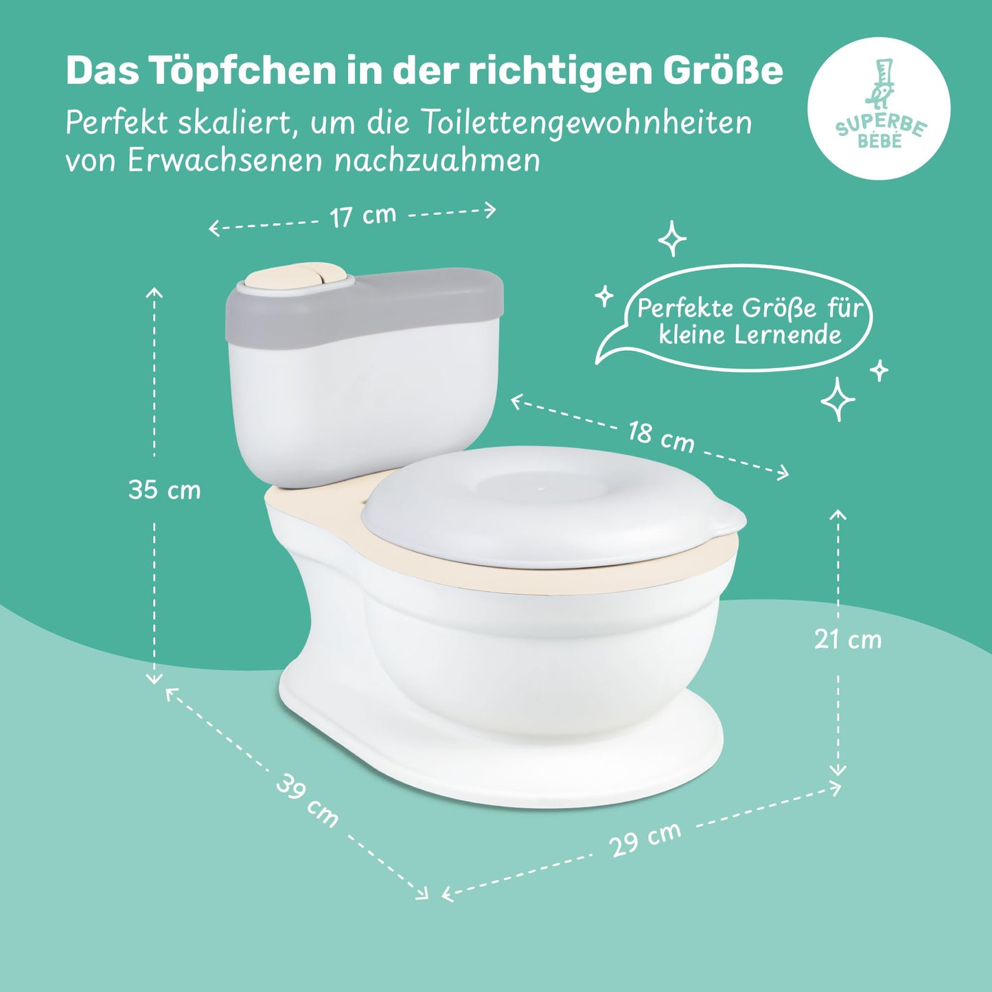 Baby potty - Children's toilet seat - Kids potty with music & flushing sound for potty training - Baby & toddler toilet - Easy to empty with removable pot - Potty training toilet