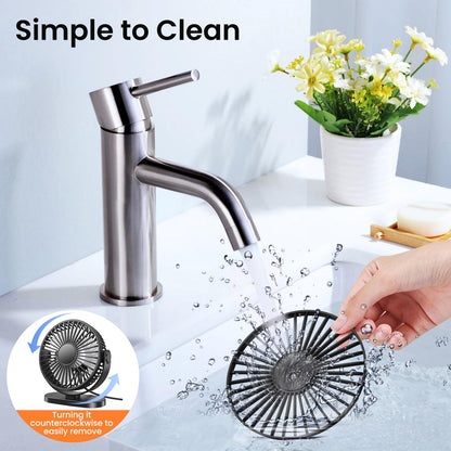 USB desk fan, powerful portable mini fan, 3 speeds for fast cooling, ultra-quiet & vibration-free, 360° rotating small fan with hook for home/office/kitchen.