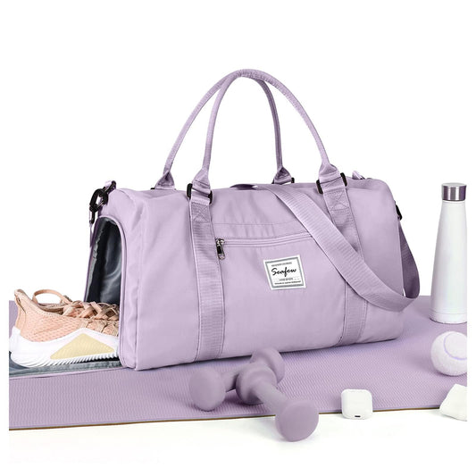 HYC00 Sport Duffel Bag for Women Men, Gym Bag with Wet Pocket & Shoe Compartment, Travel Duffel Bags Overnight Bag Travel Bag Carry on Luggage Fitness Bag Workout Bag Weekender Bag, Purple