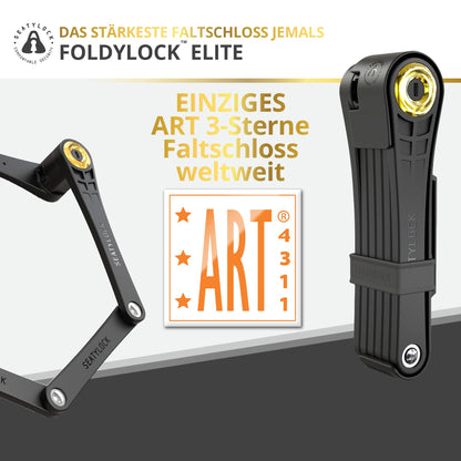 FoldyLock Elite bike lock with key - Patented folding lock with mounting bracket - Sold Secure Gold winner bicycle accessory - High security for city bikes and eBikes - 110 cm