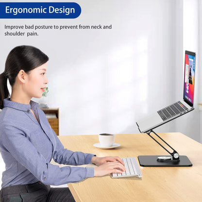 BESIGN LSX7 Laptop stand with 360 Rotating Base, Adjustable ergonomic Notebook Stand, Laptop stand compatible with 10-15.6" Laptops (Black)