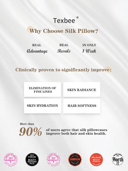 Texbee silk pillowcase 50x75cm for hair and skin, Silk Pillowcase Both Sides Natural Silk Pillowcase with hidden zipper Soft Breathable Smooth Pillowcase-Navy Blue