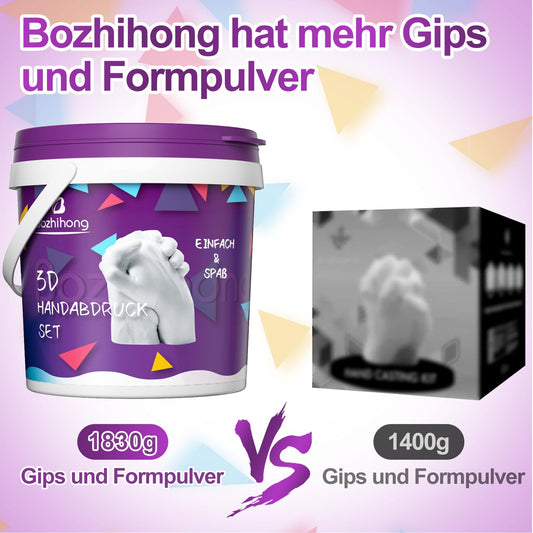 Bozhihong 3D Handprint Set for Couples - Plaster handprint hands couple - Partner and couple gifts for women and men for Valentine's Day, anniversary, anniversary gift for her and him, purple