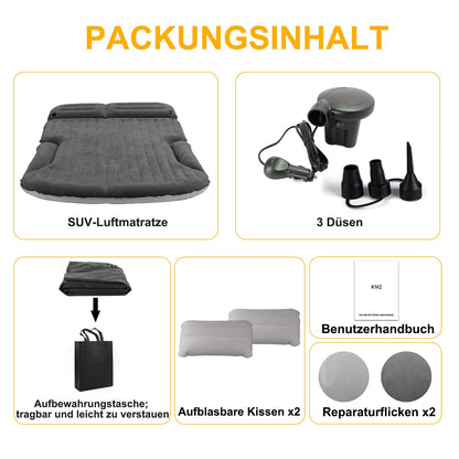 KMZ Car Mattress, 2 Pillows Car Air Mattress, Double-sided Thickened Flocked Auto Mattress Camping Inflatable Car Bed for Trunk Backseat (Dark Grey)