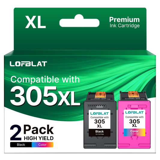 LOFBLAT 305XL printer cartridges, for HP 305 XL cartridges for HP DeskJet 2700 2710 2720 DeskJet Plus 4110 4120 Envy 6010 6020 6032 Envy Pro 6400 6420 2 Pack