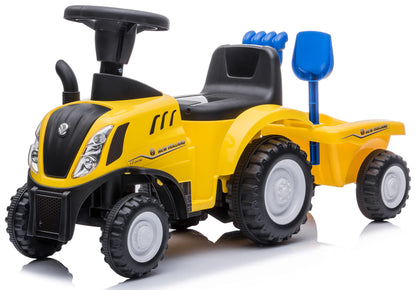 Children's slide car slide vehicle New Holland tractor with trailer push toy children's vehicle walking aid with horn plastic (yellow)