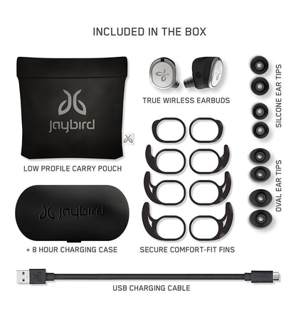 Jaybird Run Wireless In-Ear Headphones, Bluetooth, Sweat-Proof & Waterproof, 12-Hour Battery Life, Sport Fit, for Smartphone/Tablet/iOS/Android - Drift, Black/White