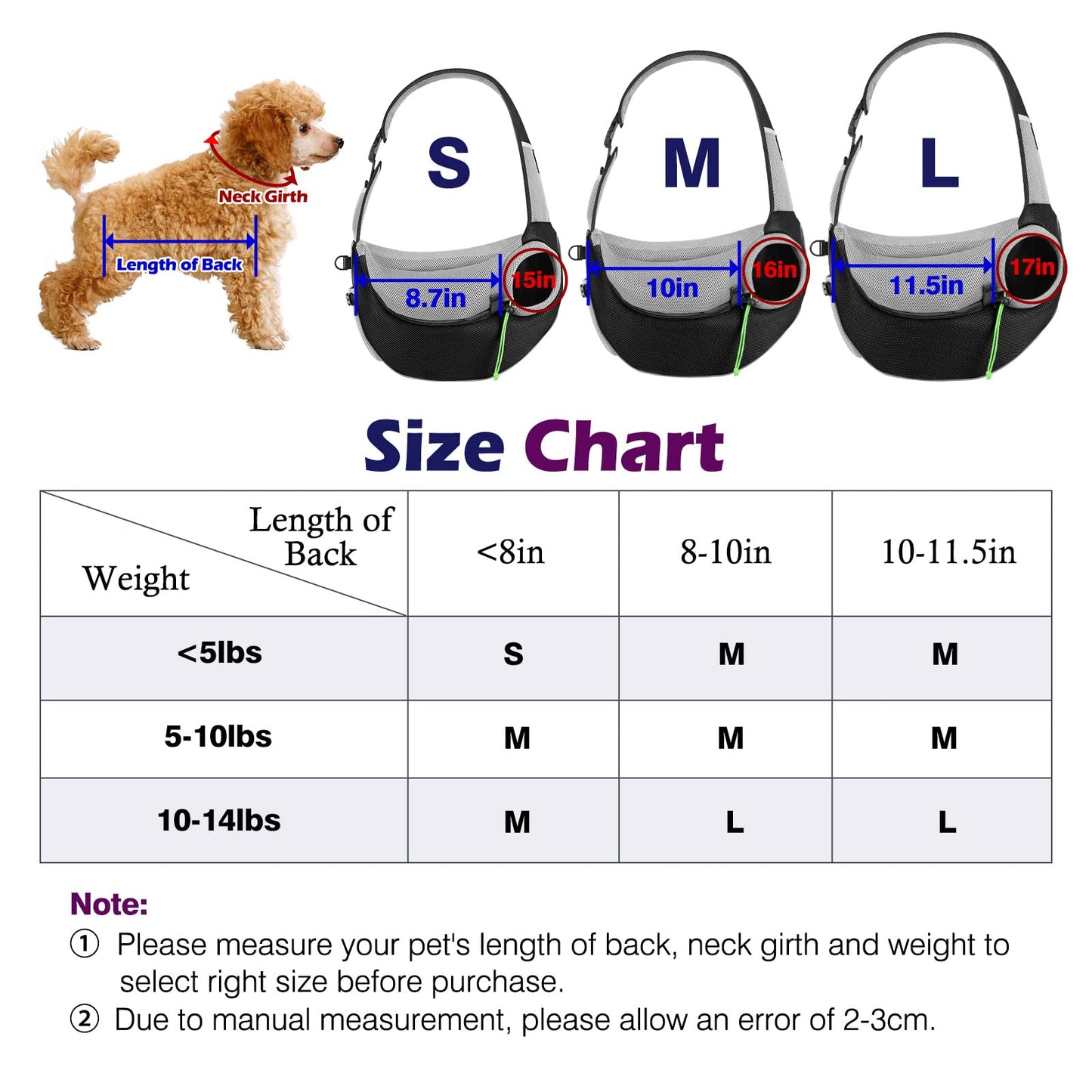 Pawaboo Dog Carrier, Adjustable Pet Carrier Bag, Pet Shoulder Bag for Dogs, Pet Carrier for Pets, Dog Carriers Sling for Outdoor Walk Travel - Large, Black