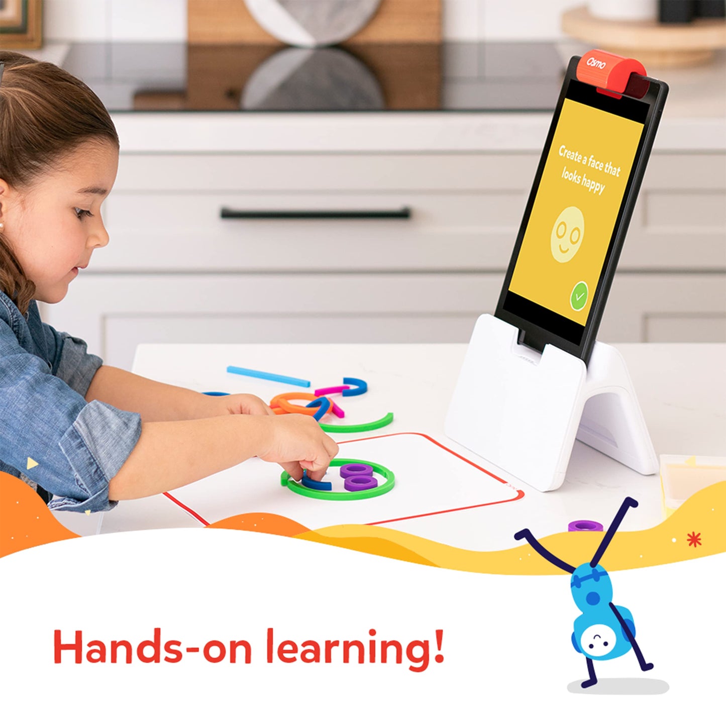 Osmo - Little Genius Starter Kit for Fire Tablet - 4 Learning Games - Ages 3-5 - Letters, Sounds, Creativity - Digital play with real game pieces - (includes Osmo Base for Fire) - German translated