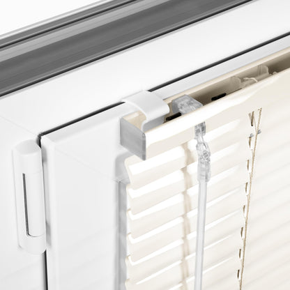 SONELLO Aluminum Venetian Blind 125cm x 220cm Cream, Alu blind with clamp fixing, no drilling needed. Provides privacy, glare protection, light control, and sun protection for windows and doors.