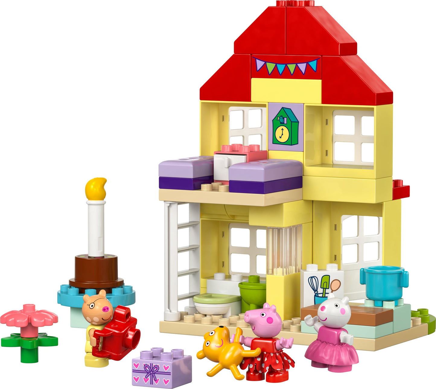 LEGO DUPLO Peppa's Birthday House: creative toy with 3 figures, buildable and rebuildable toy house for kids aged 2 and up, boys and girls, promotes dexterity 10433