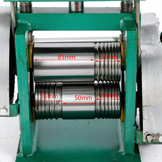 Manual rolling mill machine, 85mm width 50mm combination jewelry rolling mill tabletting machine rolling wire flat sheet jewelry marking DIY tool for jewelry design and repair.