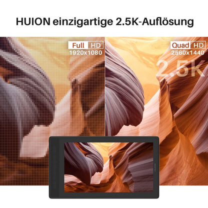 HUION Kamvas Pro 16 2.5K graphics tablet with display, 2.5K resolution, 145% SRGB color gamut, and 1:1200 contrast ratio, ideal for painting, online work - 15.8 inches.