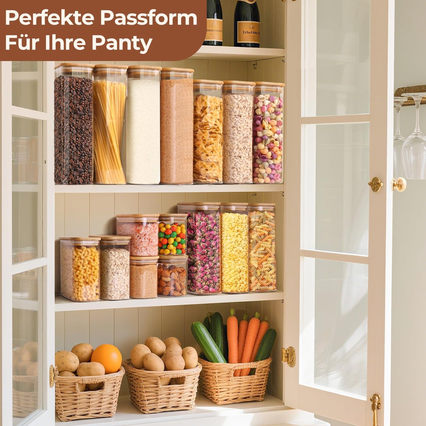 ComSaf 700ml Rectangular Food Storage Containers with Lid Airtight 6 Pack, Square Food Jars with Lid, Kitchen Glass Container for Pasta, Flour, Coffee Beans, Spaghetti Storage, Candy Jar.