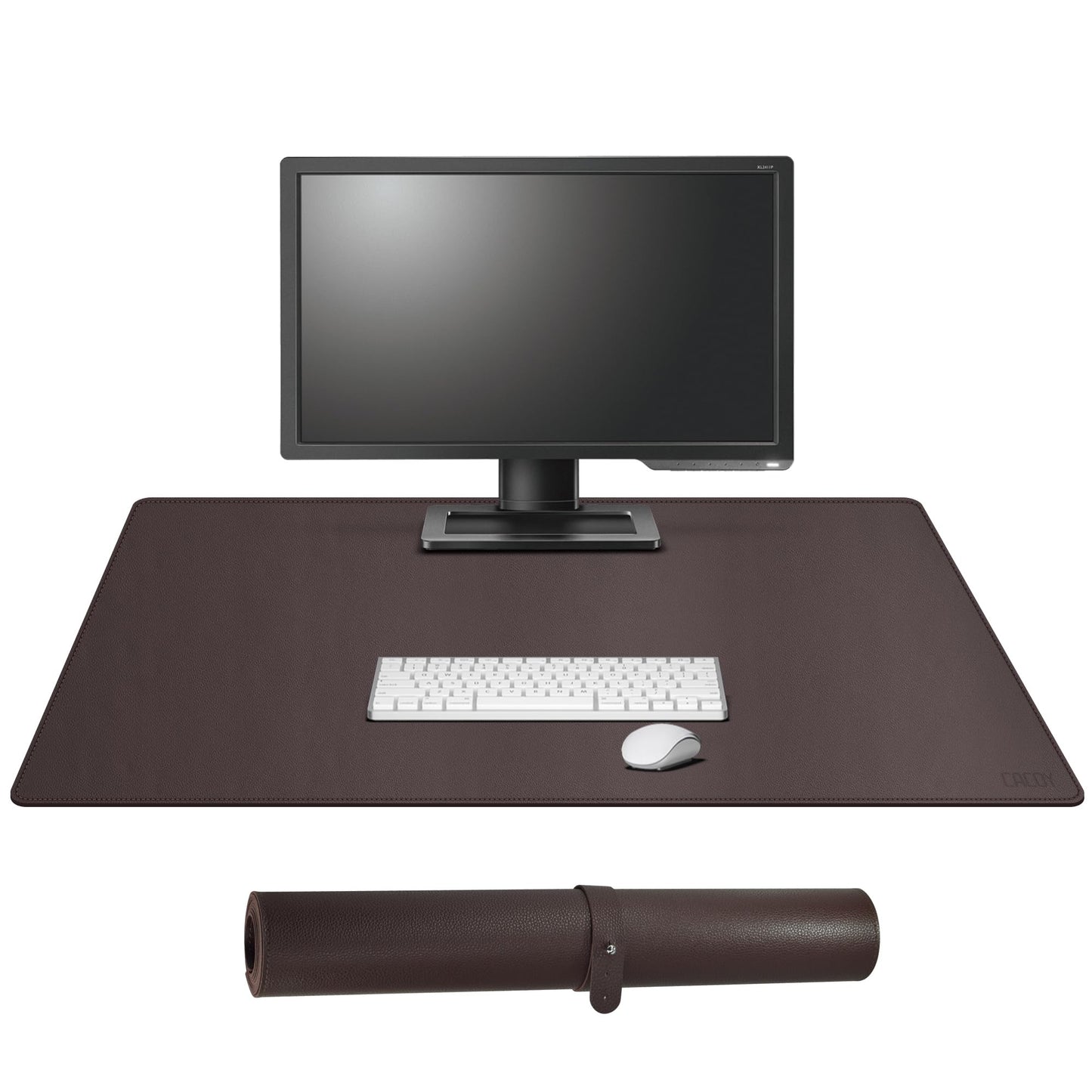 Cacoy 900x500 mm leather desk pad, Large XXL mouse pad for office and home, Waterproof computer desk pad, Multifunctional PU leather desk mat (Brown)