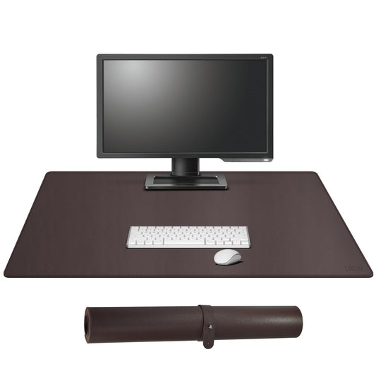 Cacoy 900x500 mm leather desk pad, Large XXL mouse pad for office and home, Waterproof computer desk pad, Multifunctional PU leather desk mat (Brown)