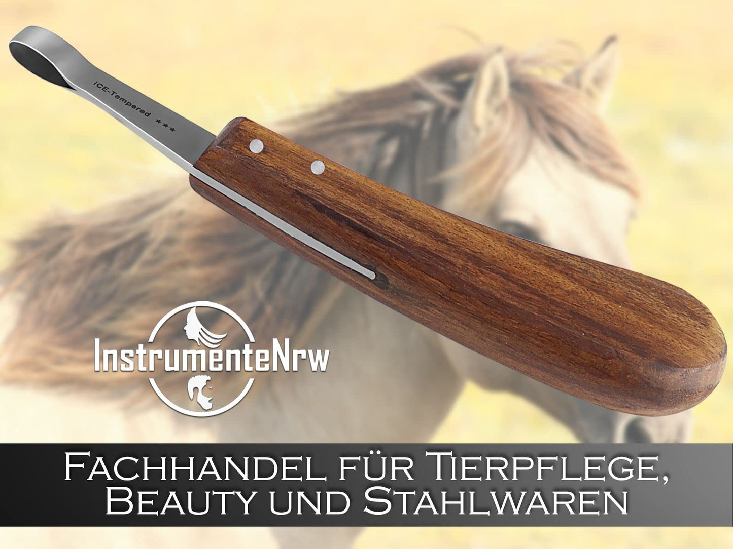 Professional 2-piece set loop hoof knife for horses. Loop knife with sharp blade. Hoof knife claw knife. Cattle hoof care farrier tool. Special steel rust-free with ergonomic handle.