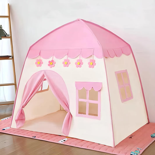 Indoor children's tent, play tent for kids, girls' playhouse, 130*100*130CM large children's play tent, children's play tent (pink)