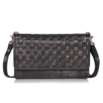 DONBOLSO® Venice phone crossbody bag I women's wallet with 9 credit card slots & phone compartment I RFID blocker & NFC protection I high-quality leather crossbody bag (black)