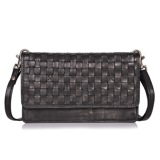 DONBOLSO® Venice phone crossbody bag I women's wallet with 9 credit card slots & phone compartment I RFID blocker & NFC protection I high-quality leather crossbody bag (black)