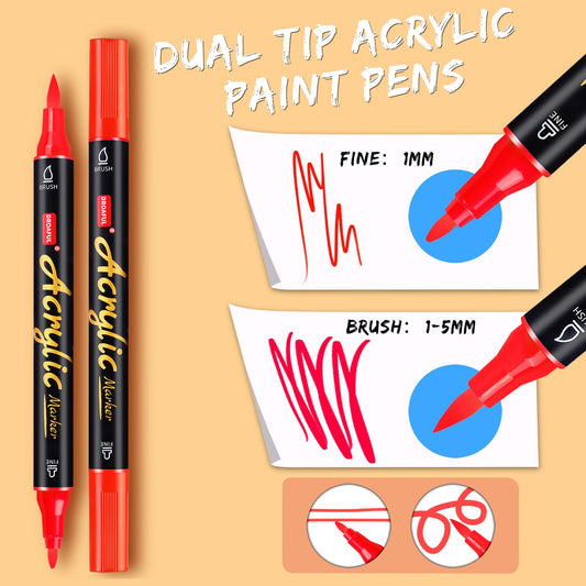 Acrylic paint pens for stones, 36pc. Waterproof, dishwasher safe. Can be used on stones, porcelain, glass, canvas, ceramic, wood, metal, plastic. Quick-drying, non-toxic, odorless.