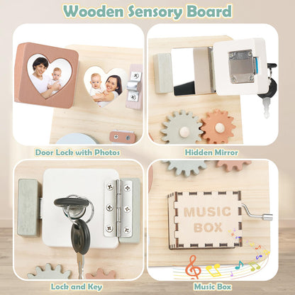 Joyreal Montessori Busy Board - Montessori Activity Board for Fine Motor Skills. Sensory Montessori Toy for Girls and Boys. Great Gift Idea.