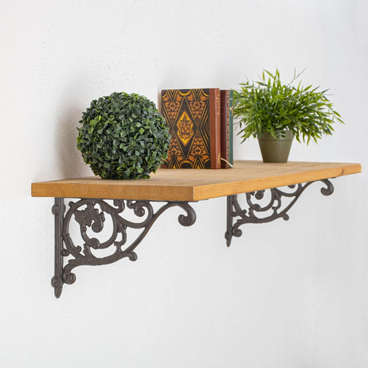 Corner bracket 22 x 33 cm Wall mount Bookshelf bracket Shelf holder set Cast iron Andalusian Antique style Moritz BB-131-BR
