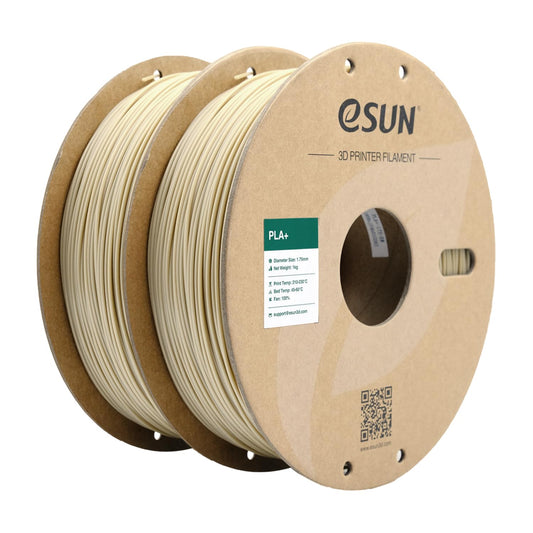 eSUN PLA+ Filament 1.75mm, 3D printer filament PLA Plus, Precision +/- 0.03mm, 1KG per spool, 2 spools 3D printing filament for 3D printers, Bone White