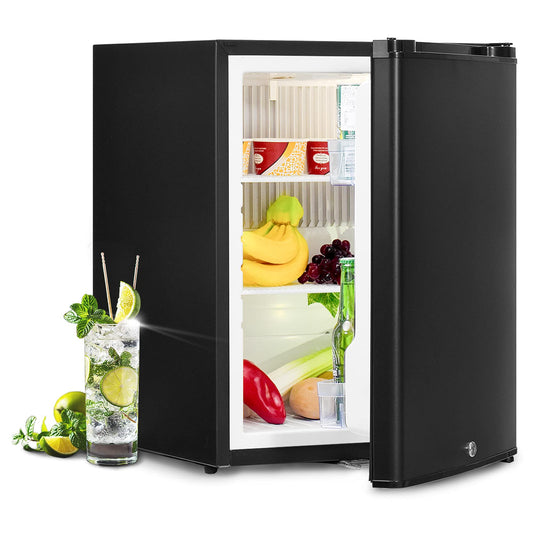 Smad Camping Fridge 12v 230v, 51L, Quiet RV Fridge, Absorber Fridge 12v for Room, Hotel, Bedroom, Camping, Travel, 12v 230v Fridge with Lock, Reversible Door, Black