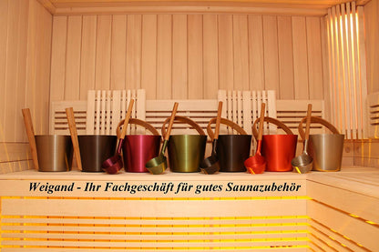 Rento Design Sauna Ladle - aluminum with eco-friendly heat-treated bamboo handle, tar brown anthracite.