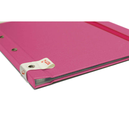 ROTH Certificate Folder Metal Pink with Binding Screws - includes 12 A4 clear pockets, expandable.