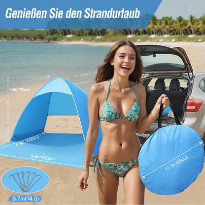Karvipark beach tent, pop-up beach shelter, Sun Shelter for 2-3 people, including carrying bag and tent poles, Family Beach Sun Protection Tent, suitable for beach, garden, camping.