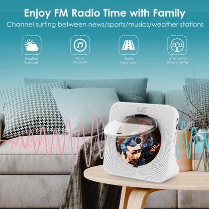 Gueray Portable CD Player with Bluetooth Desktop CD Player with 4000mAh Battery for Home Built-in Dual HiFi Speakers AUX Headphone Jack FM Radio with Remote Control USB Port