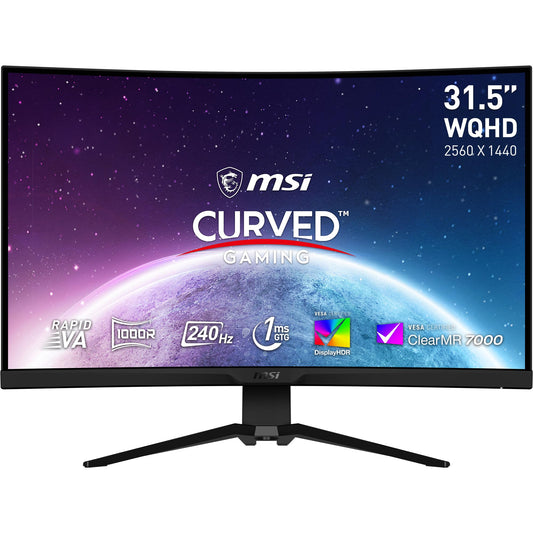 MSI MAG 325CQRXFDE 31.5-inch WQHD Curved Gaming Monitor - 1000R, 2560 x 1440 Rapid VA Panel, 240 Hz / 1ms, 115% sRGB, DisplayHDR 400, Adaptive Sync, Mystic Light - DP 1.4a, HDMI 2.0, USB Type-C