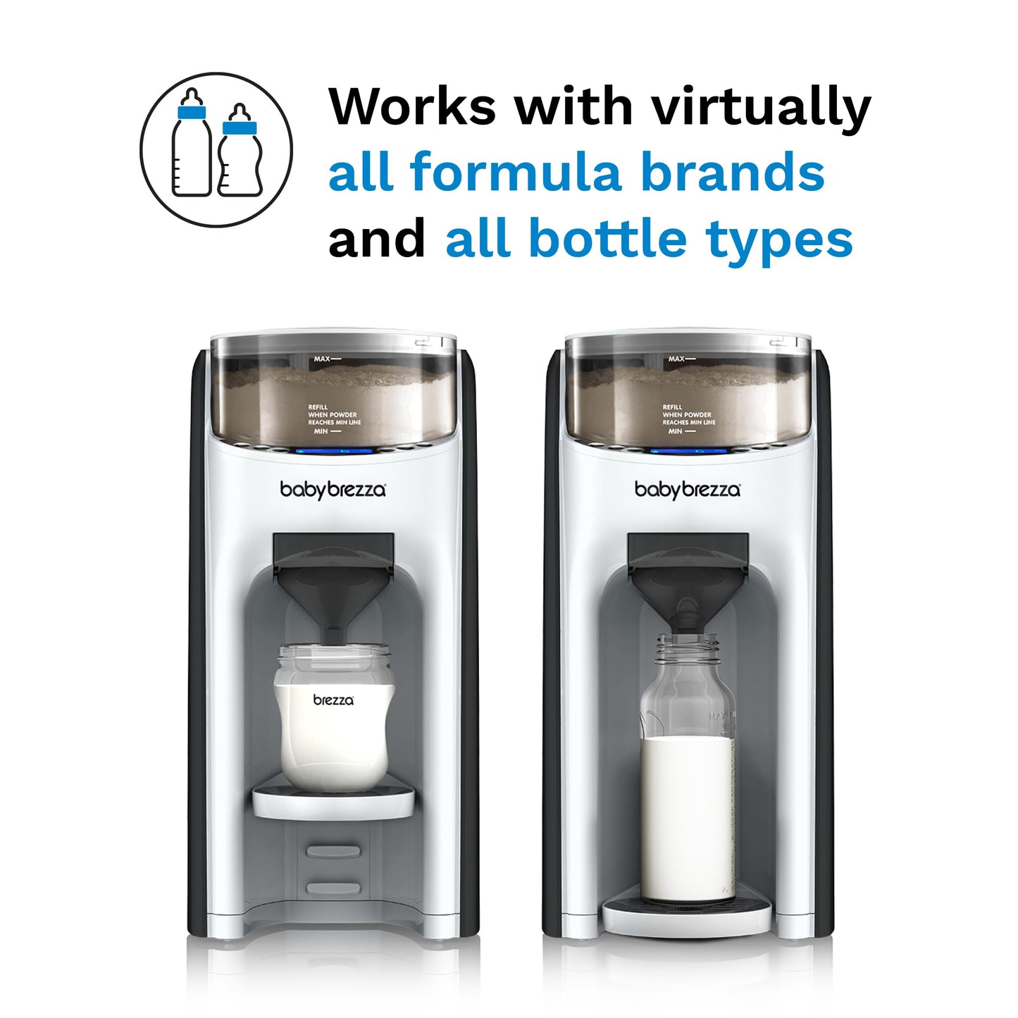 Baby Brezza Formula Pro Advanced - Automatic Bottle Maker - Mixes formula & water perfectly at the push of a button - 3 temperatures - For all bottles & powders - BPA-free - White/Black