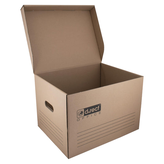 D.RECT 6 piece archive box 2100 storage box 431x333x294mm foldable lid box archive tray document box brown