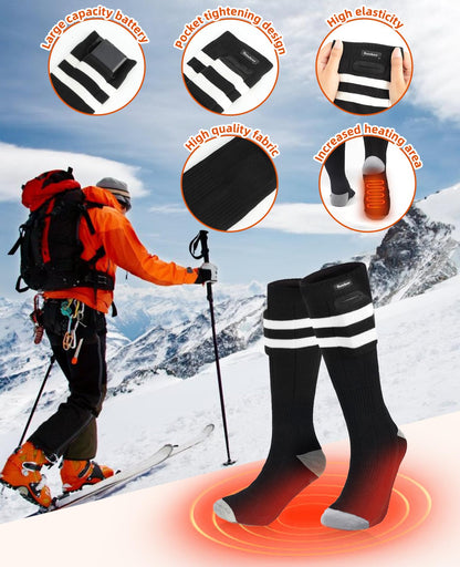 6000mAh Heated Socks, 2024 Latest Heated Socks for Women Men, 4 Heating Levels Rechargeable Electric Heated Socks, Heated Socks with Battery for Skiing, Outdoor, Camping, Fishing, Hiking