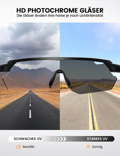 Lamicall cycling glasses for men, quick glasses for women - [3S self-tinting] [28g TR-90 ultralight] cycling sunglasses with adjustable nose pads & temples, UV400 running glasses sports glasses for cycling/running.