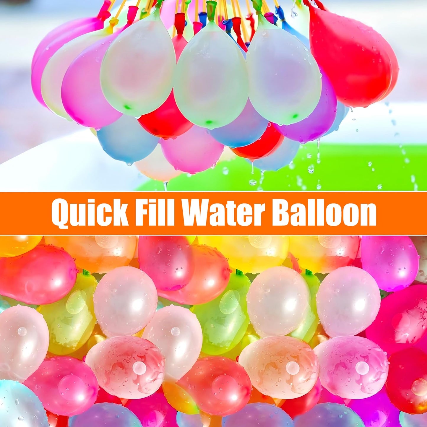 851 Piece Self-Sealing Water Balloons Set - Quickly Fillable Water Bombs with 4 Tap Connectors, Colorful Water Bombs for Water Battles, Perfect for Summer Parties, Pool and Beach Games