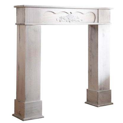 Rebecca Mobili decorative fireplace surround, white mantelpiece, wood, retro style, for living room, home decor ideas - Dimensions: 99 x 104 x 21 cm (HxLxD) - Item RE4865