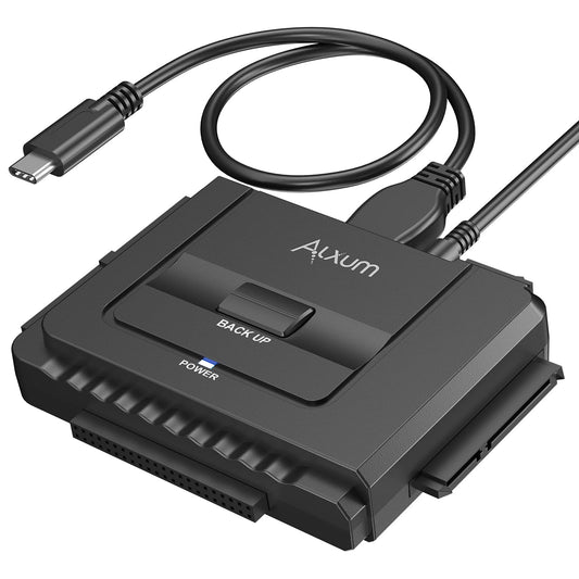 Alxum IDE SATA Adapter - 2.5/3.5'' SATA & IDE HDD Converter with USB 3.0 and Power Switch, 12V/2A Power Supply and USB-C Cable