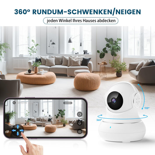 litokam Little elf Home Security Camera, 2K Baby Monitor Camera with motion detection, 360° WiFi indoor surveillance camera with 2-way audio, night vision, pet camera with app, Alexa.