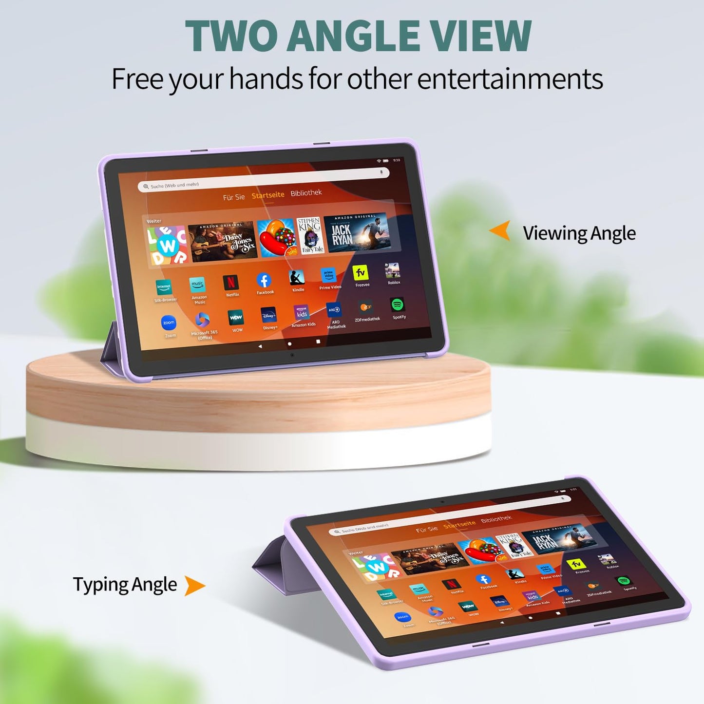 Amazon Fire HD 10 Tablet case (Only 13th Gen, 2023), Not for Sony TCL, Patamiyar Slim PU Leather Triple Foldable Stand Clear Back Case for Fire HD 10 Kids & Kids Pro Tablet, Auto Sleep/Wake - Purple